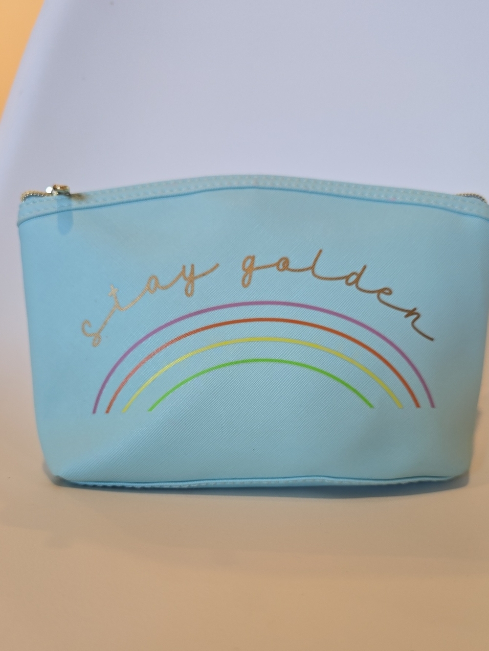 Ruby + Cash Light Blue 'Stay Golden' Rainbow Cosmetic Pouch